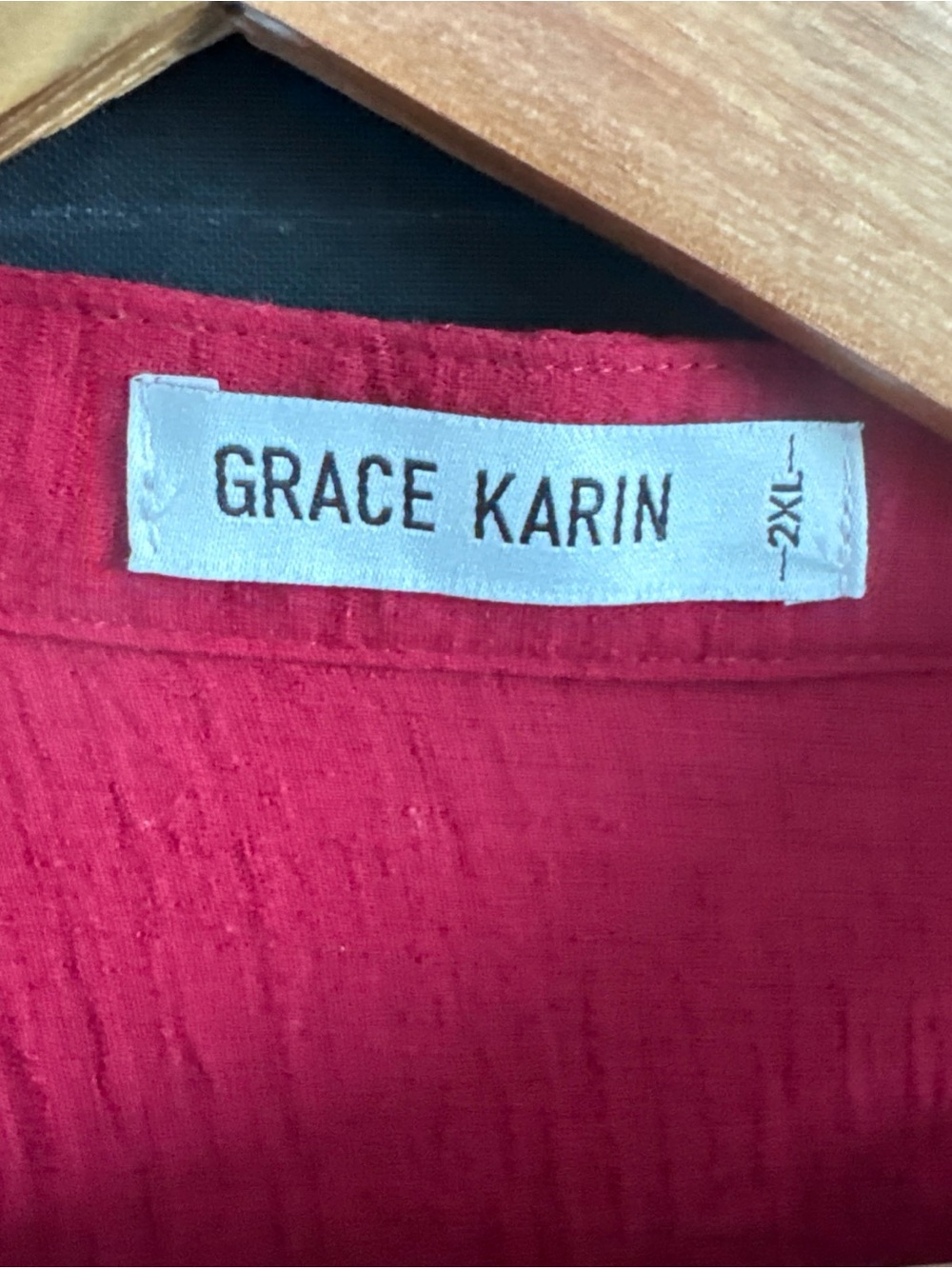 Grace Karin Womens Plus Red Long Puff Sleeve Lace Detail Blouse Shirt Top 2XL - Picture 9 of 13